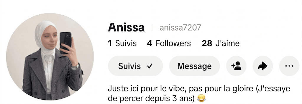 Compte de Anissa au départ